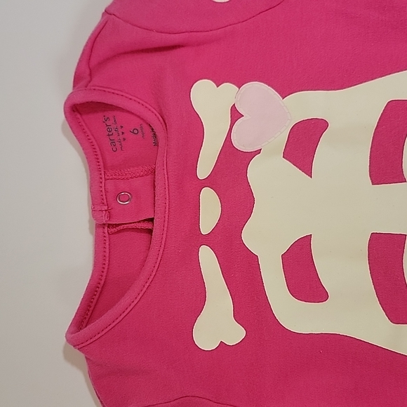 Carter's Pink Glow in the Dark Skeleton Onesie- 6mon - Picture 2 of 5